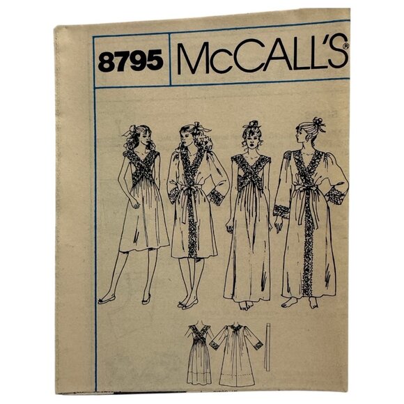 Vintage McCalls 8795 Sewing Pattern Misses Robe & Nightgown Bill Tice Size 12 - Picture 4 of 8